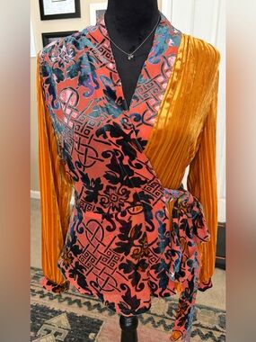 Moulinette Soeurs by Anthropologie Velvet Wrap Top